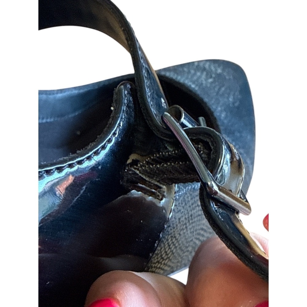 Ros Hommerson Black Patent Leather Lizard Mary Jane Low Block Pumps 7.5N‎ Narrow - Picture 11 of 15